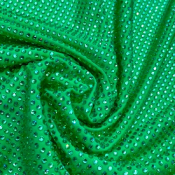 Green Rhinestones Fabric