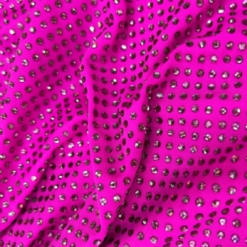 Fuhsia Rhinestones Fabric