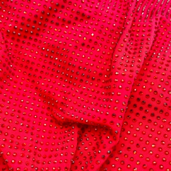 Red Rhinestones Fabric
